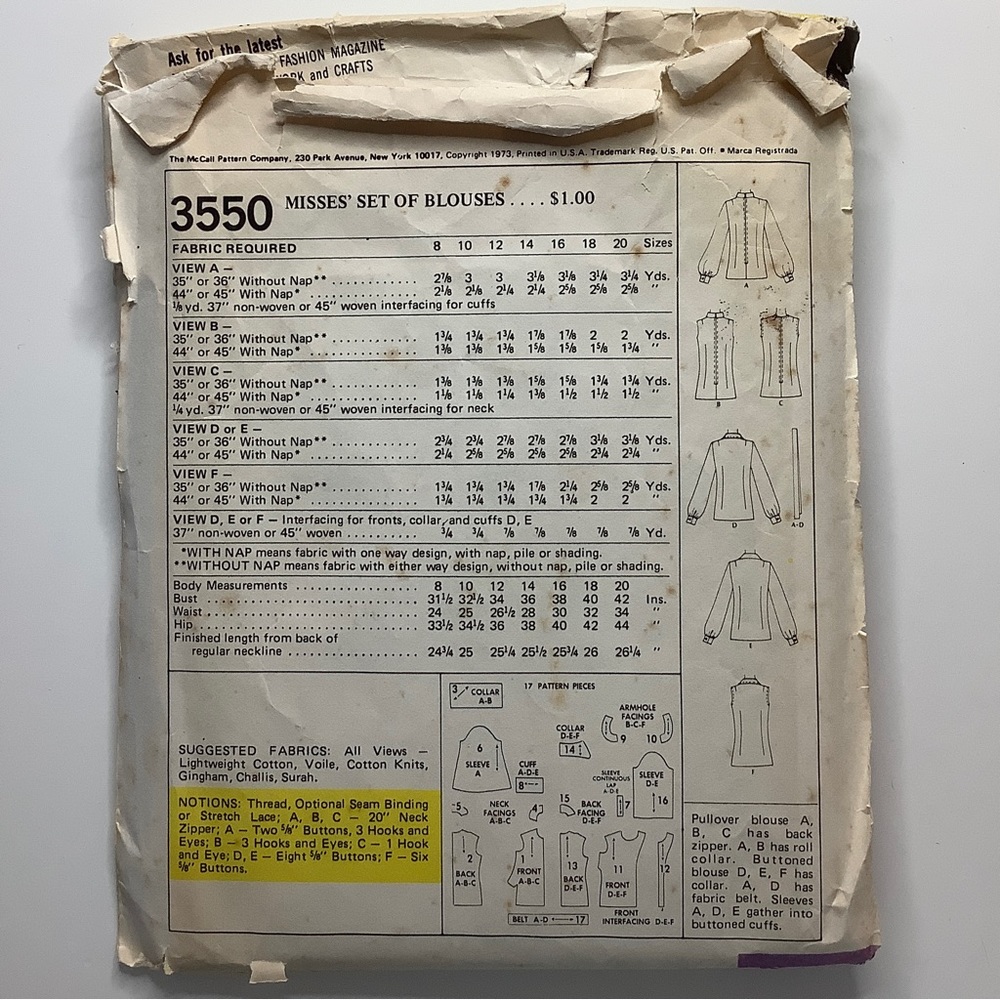 McCall’s 3550 Sewing Pattern - Picture 3 of 3